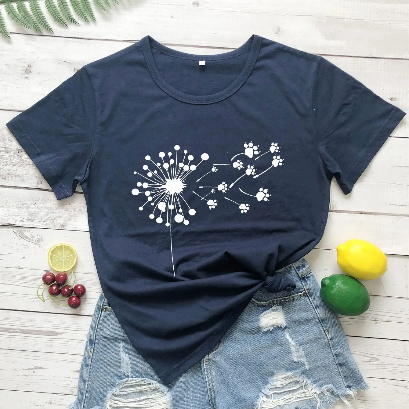 Yellow Dandelion Print T-Shirt for Women