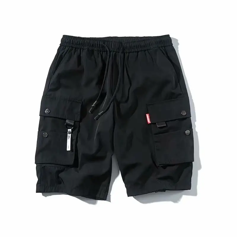 Men's Orange Multi-Pocket Cargo Shorts - Image 4