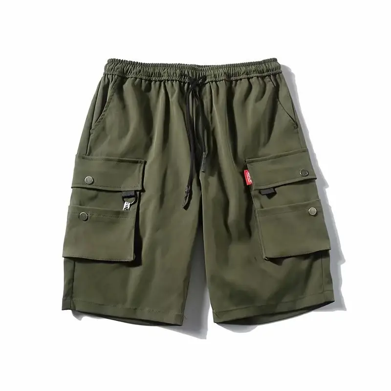 Men's Orange Multi-Pocket Cargo Shorts - Image 5