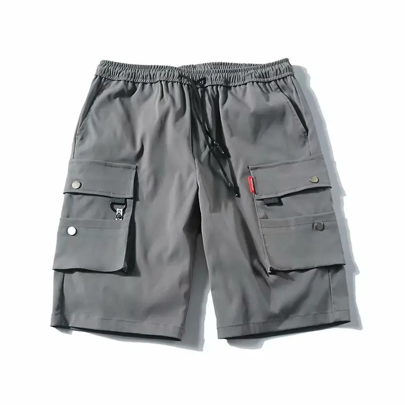 Men's Orange Multi-Pocket Cargo Shorts - Image 6
