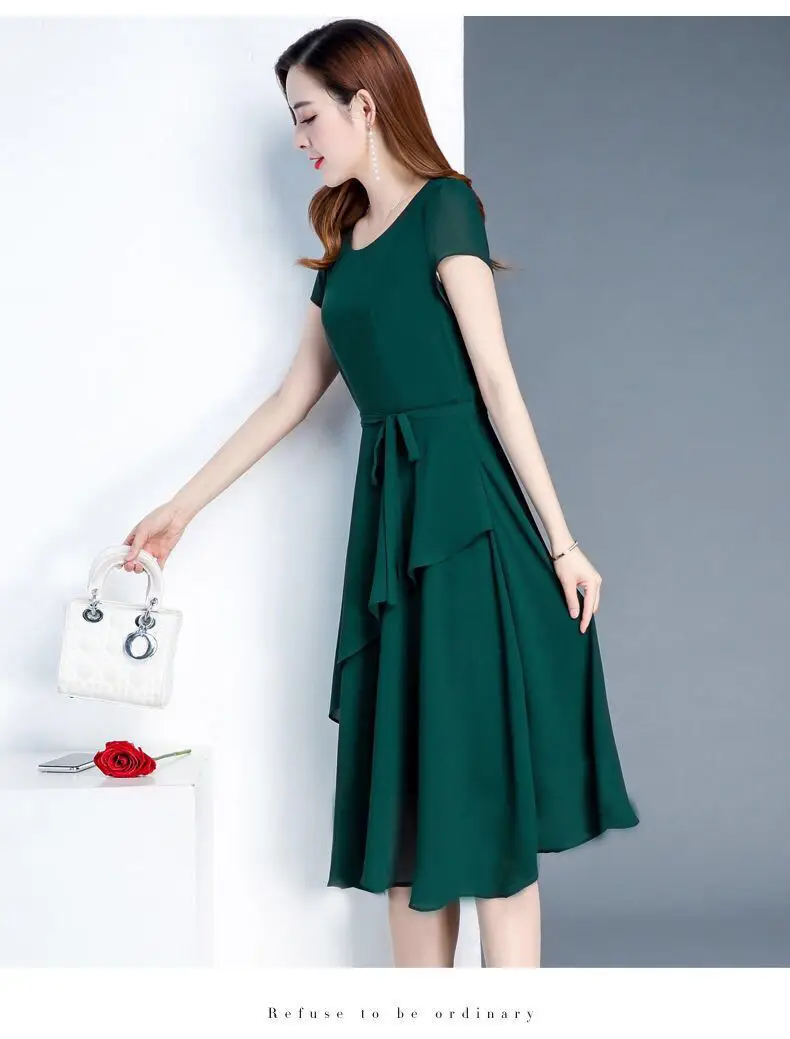 2023 Korean Style Women's Maroon A-Line Skirt Dress — feature 10
