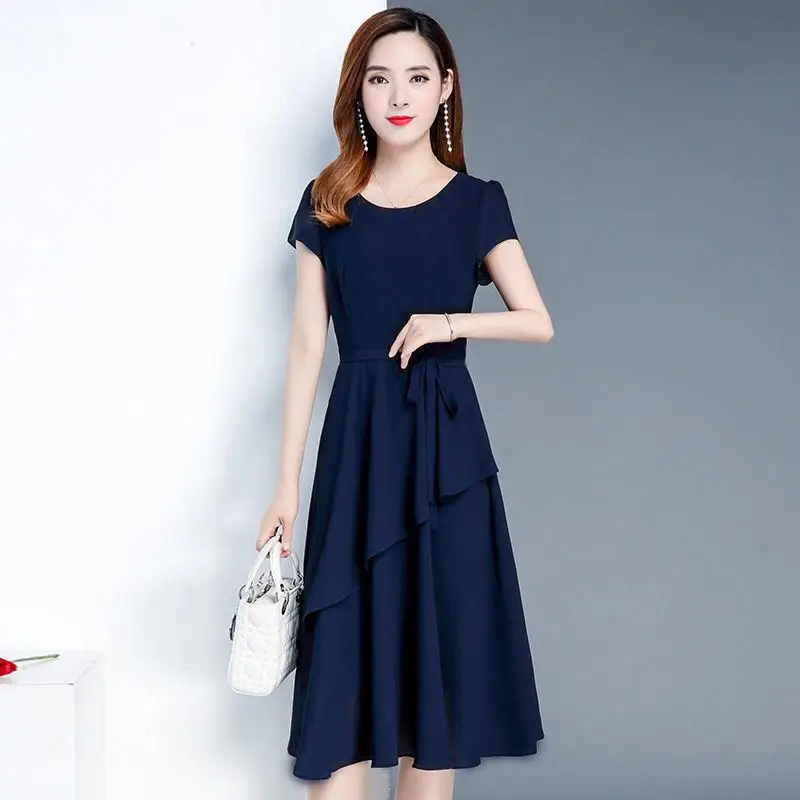 2023 Korean Style Women's Maroon A-Line Skirt Dress — feature 9