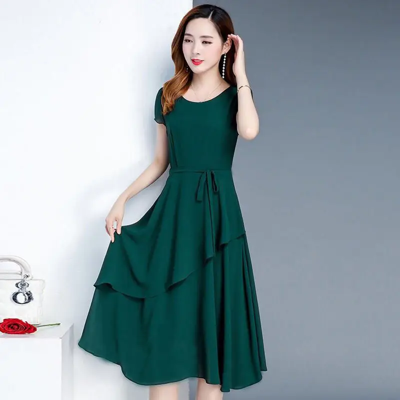 2023 Korean Style Women's Maroon A-Line Skirt Dress - Image 2