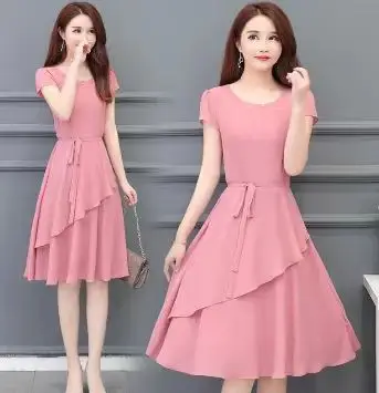 2023 Korean Style Women's Maroon A-Line Skirt Dress - Image 5