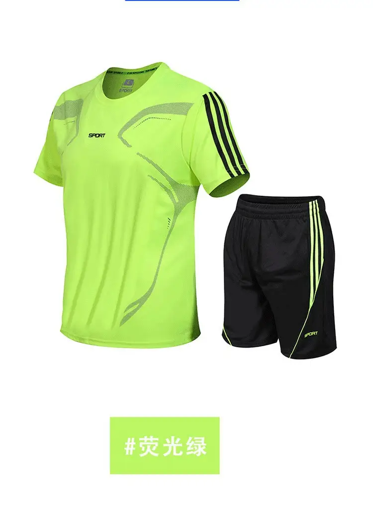 Men Blue Gray Sports Suit Quick Dry Shorts Set — feature 12
