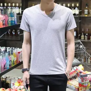 Men Black Cotton Slim Fit T-Shirt Short Sleeve Round Neck - Image 35