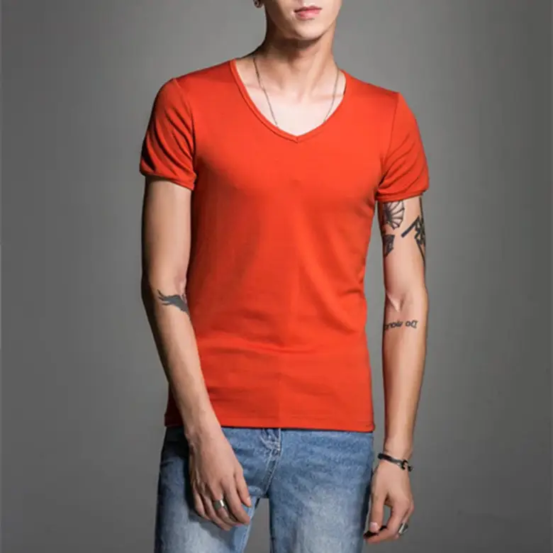 Men Black Cotton Slim Fit T-Shirt Short Sleeve Round Neck - Image 37