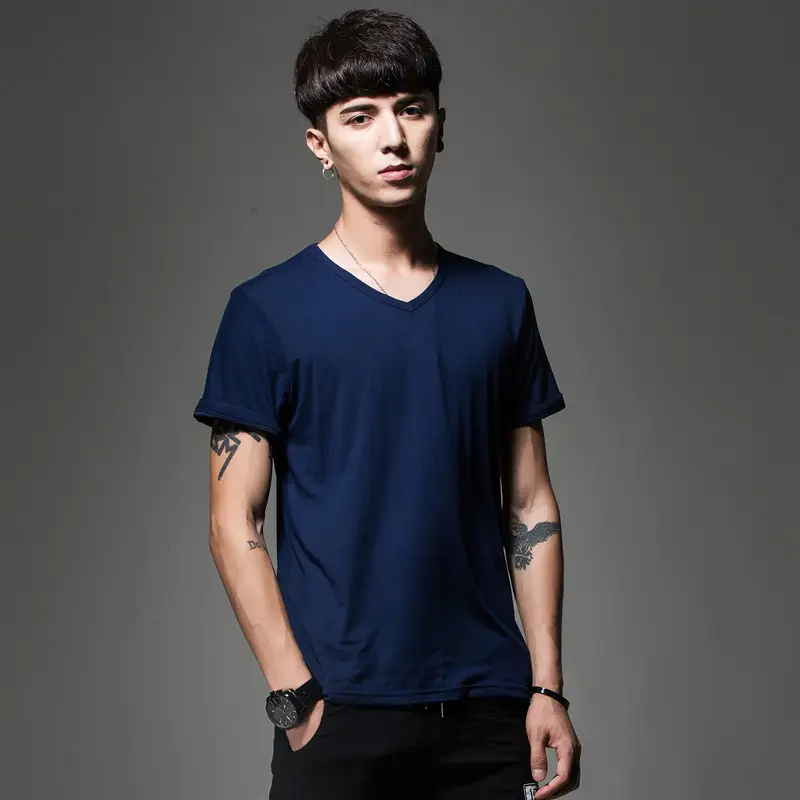 Men Black Cotton Slim Fit T-Shirt Short Sleeve Round Neck — feature 8