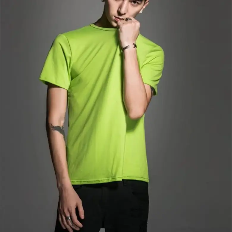 Men Black Cotton Slim Fit T-Shirt Short Sleeve Round Neck - Image 13