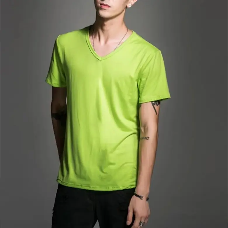Men Black Cotton Slim Fit T-Shirt Short Sleeve Round Neck - Image 32