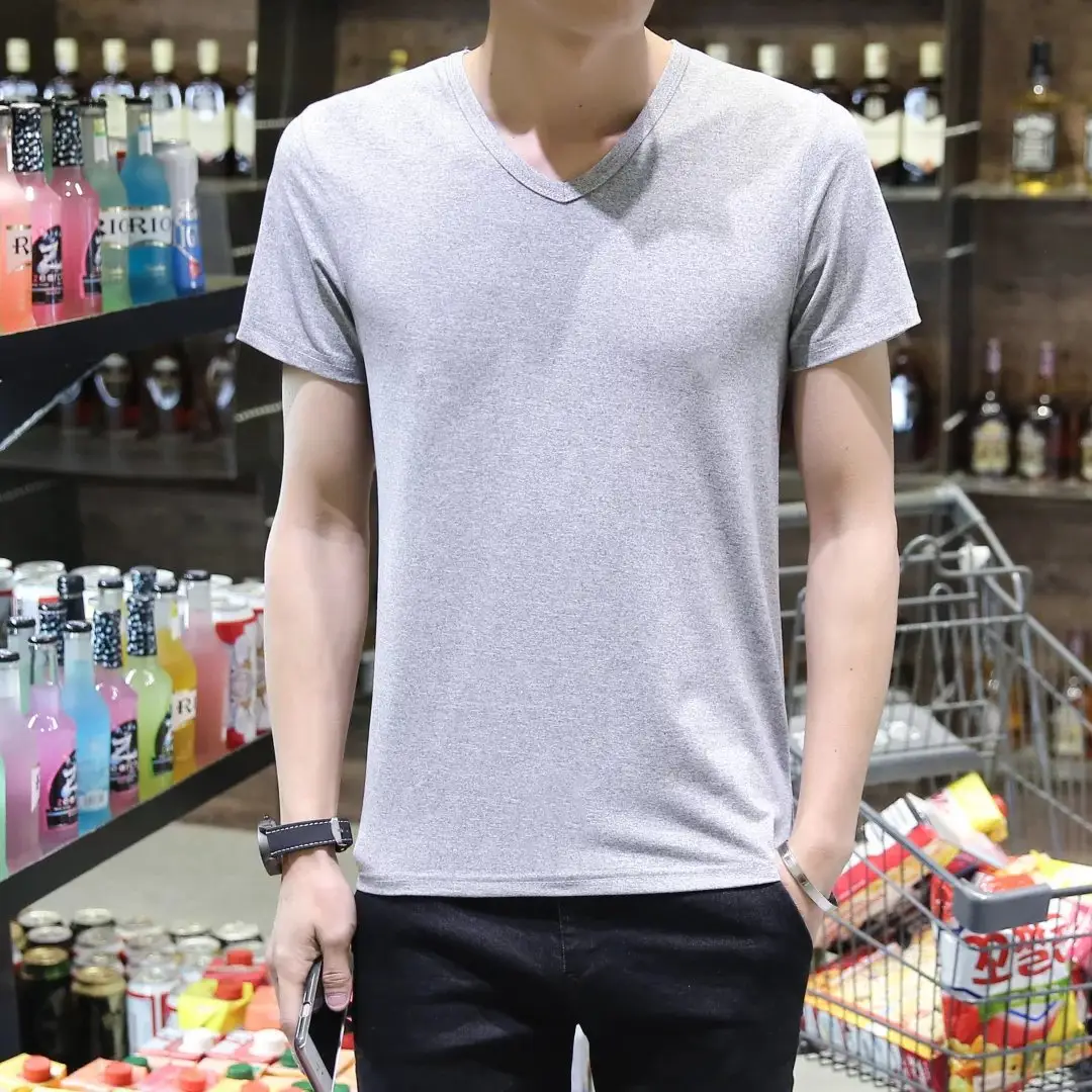 Men Black Cotton Slim Fit T-Shirt Short Sleeve Round Neck - Image 4