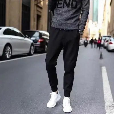 Men's Ankle-Tied Harem Pants Black Spring Summer - Image 3