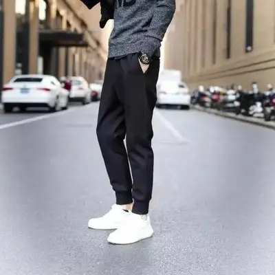 Men's Ankle-Tied Harem Pants Black Spring Summer - Image 5