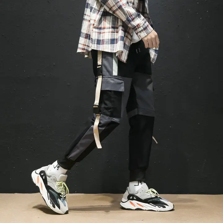 Men's Trendy Cargo Pants with Ribbon Design