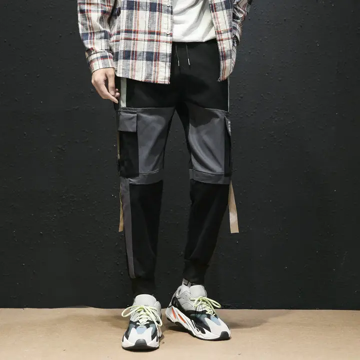 Men's Trendy Cargo Pants with Ribbon Design