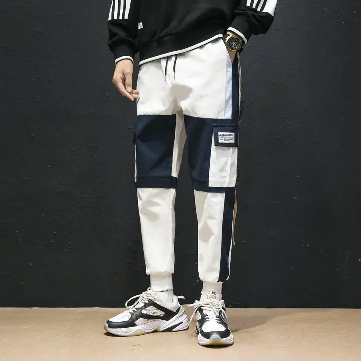Men's Trendy Cargo Pants with Ribbon Design