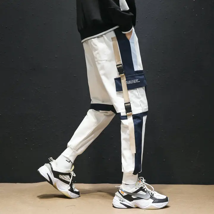 Men's Trendy Cargo Pants with Ribbon Design