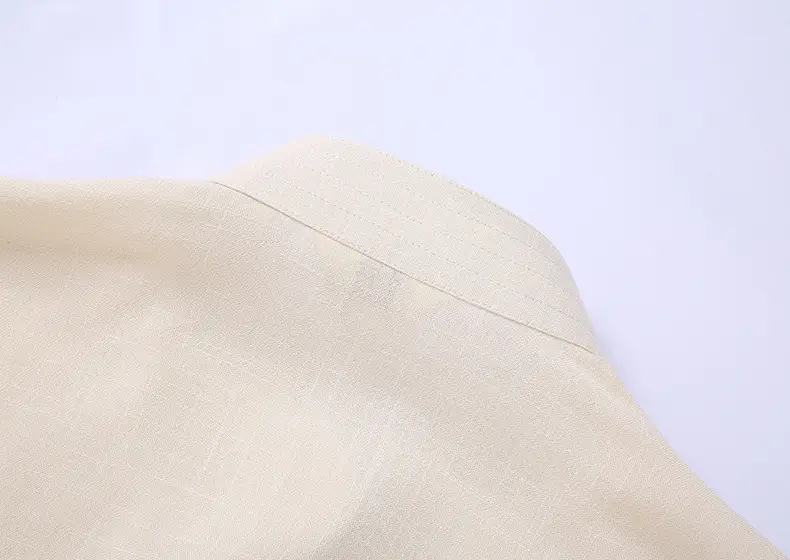 Middle-aged Men Navy Blue Tang Suit Cotton Linen Loose Short Sleeve — feature 12