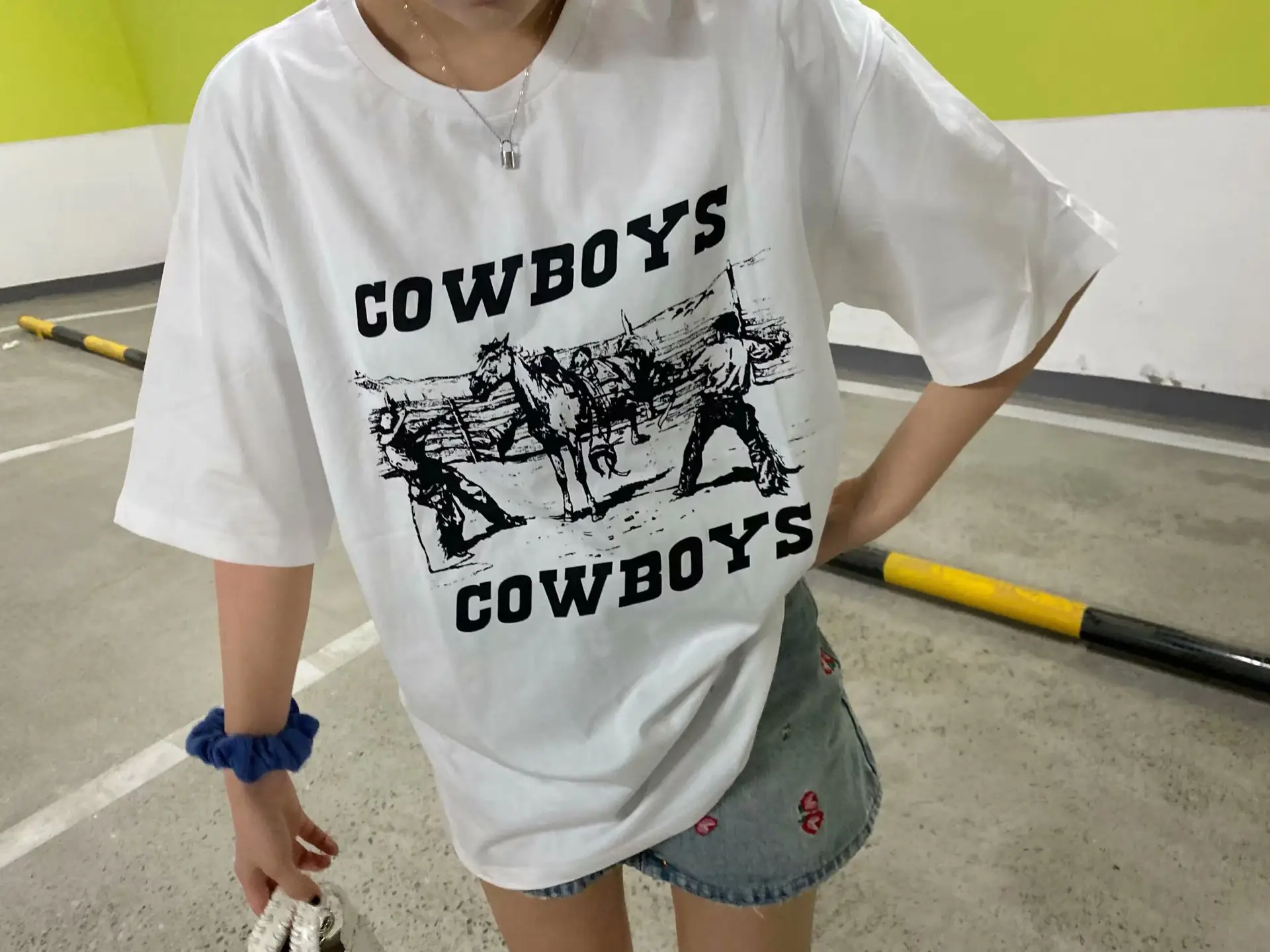 Women American T-Shirt Cowboy Print Loose Short Sleeve - Image 3