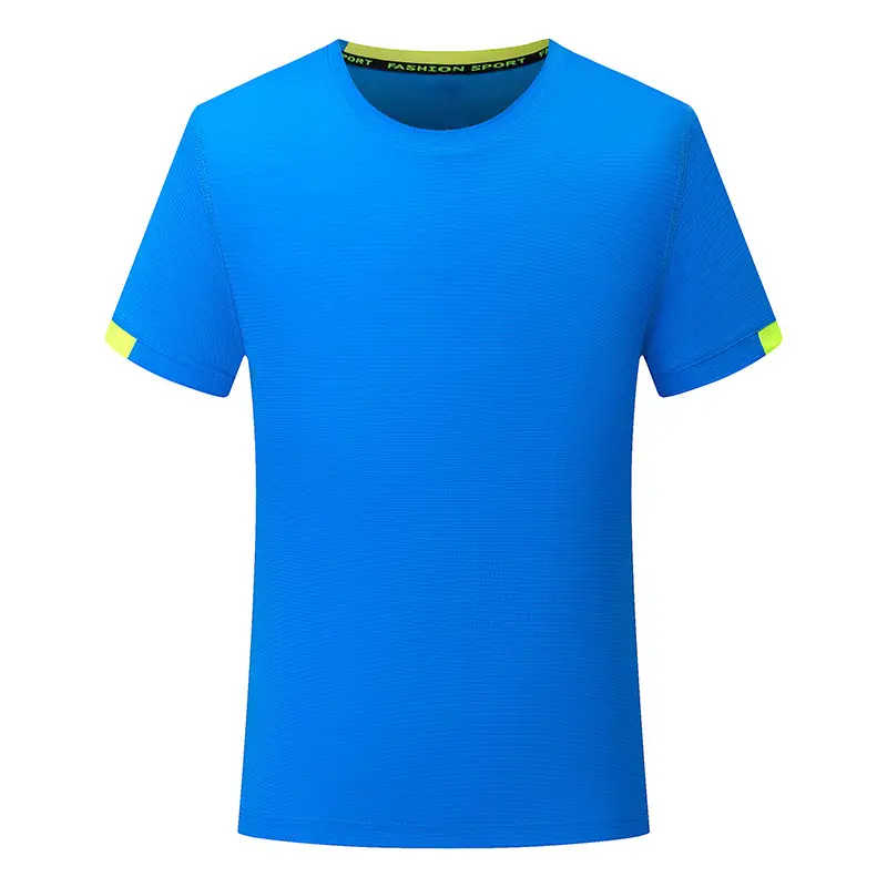 Men Blue Quick-Drying T-Shirt Round Neck Breathable - Image 6