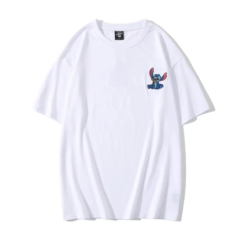Black Cartoon Embroidered Short Sleeve T-Shirt - Image 6