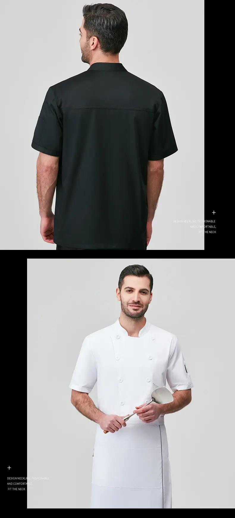 Men's White Button-Down Kitchen Uniform Summer Baking Pastry Chef — feature 13