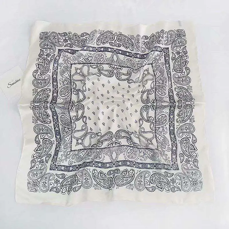 Printed Cashew Flower Imitation Silk Square Scarf Set