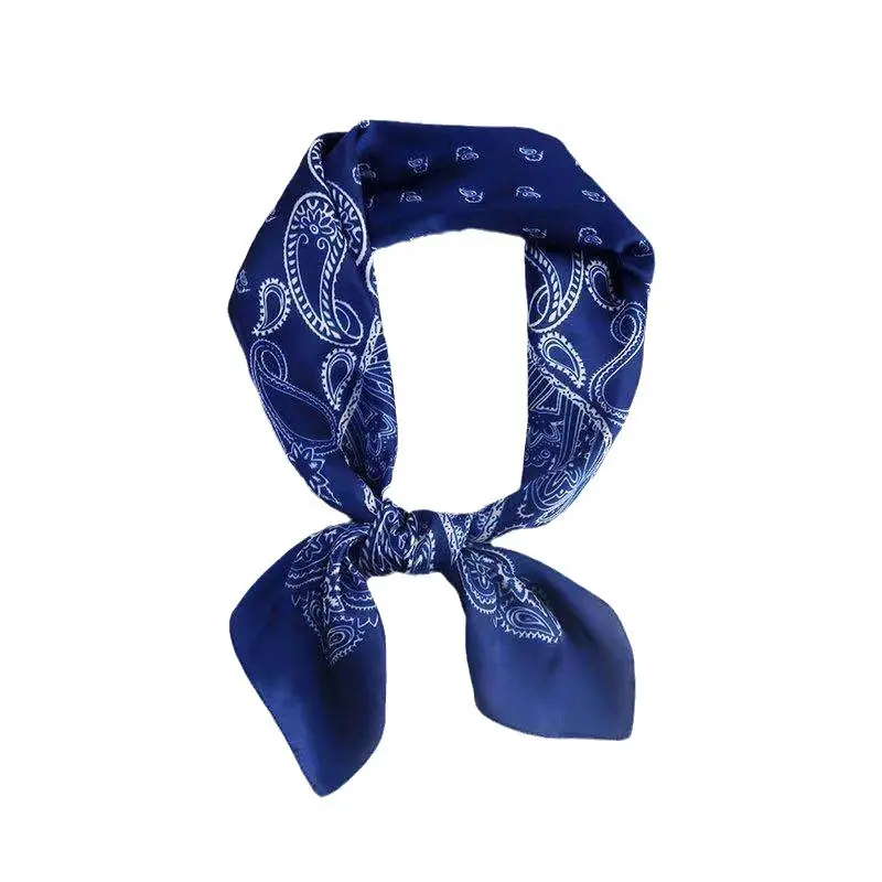 Printed Cashew Flower Imitation Silk Square Scarf Set