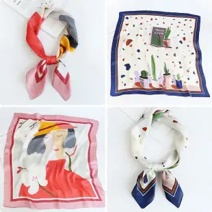 Printed Cashew Flower Imitation Silk Square Scarf Set — feature 13