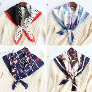 Printed Cashew Flower Imitation Silk Square Scarf Set — feature 14