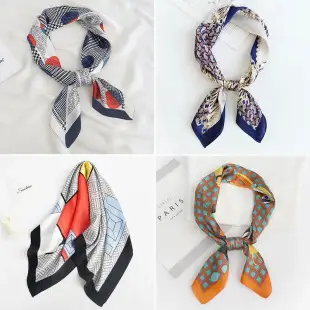 Printed Cashew Flower Imitation Silk Square Scarf Set — feature 15