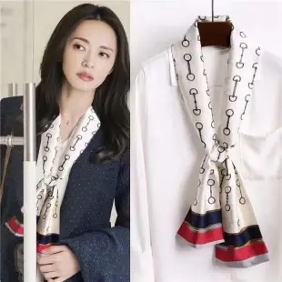 Printed Cashew Flower Imitation Silk Square Scarf Set — feature 16