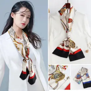 Printed Cashew Flower Imitation Silk Square Scarf Set — feature 18