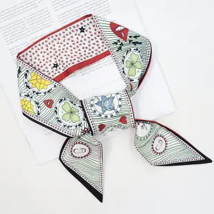 Printed Cashew Flower Imitation Silk Square Scarf Set — feature 9