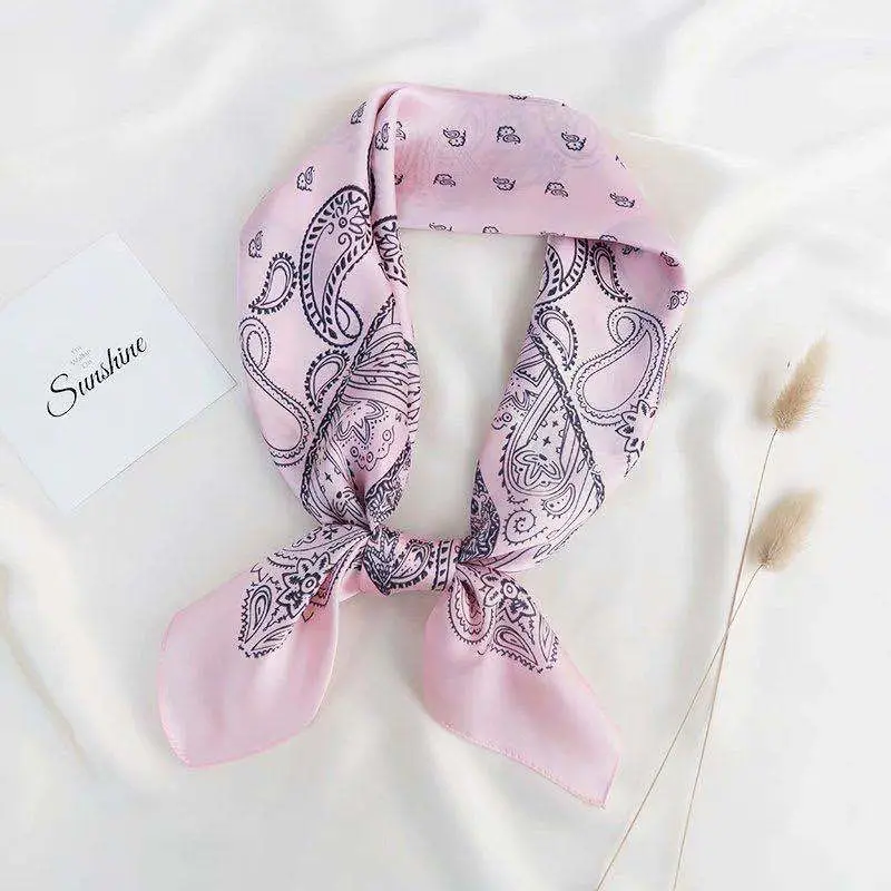Printed Cashew Flower Imitation Silk Square Scarf Set