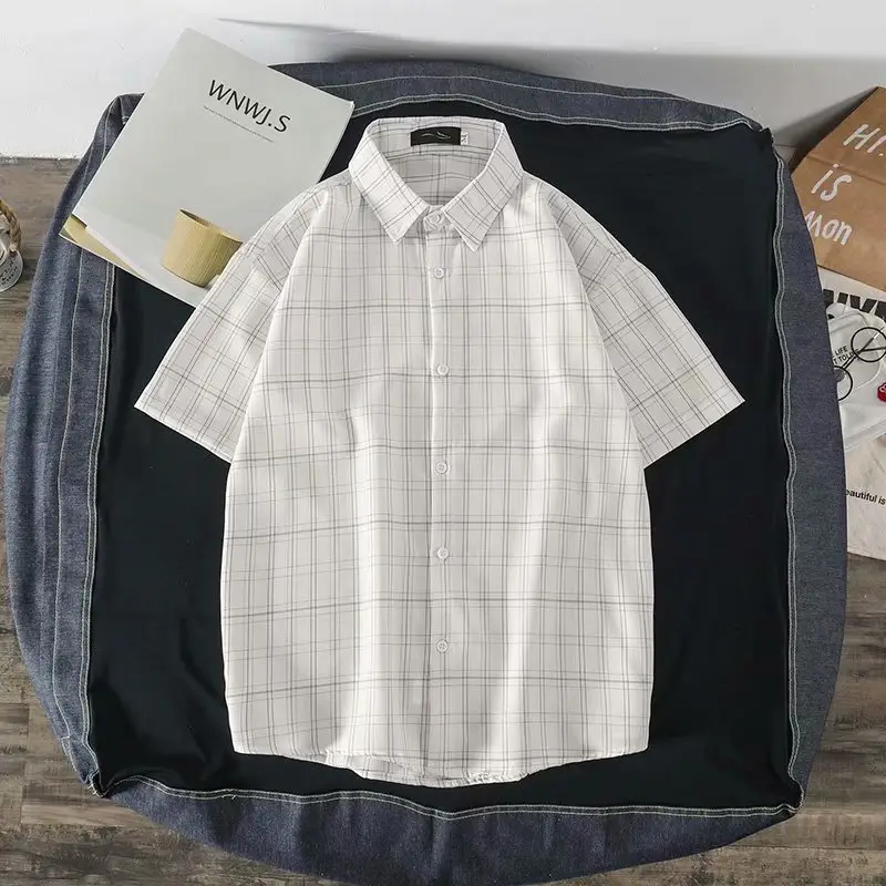 Men's Green Plaid Short Sleeve Shirt Jacket Set - Image 3
