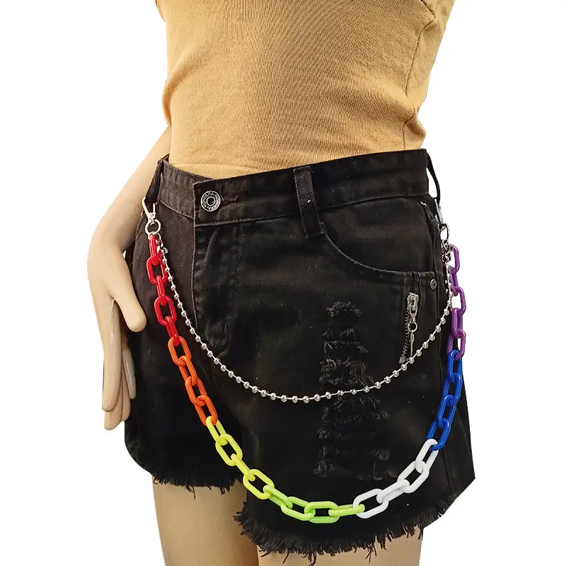 Korean Ins Waist Chain Candy Color Resin Pants