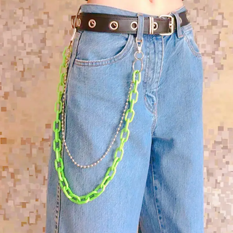 Korean Ins Waist Chain Candy Color Resin Pants