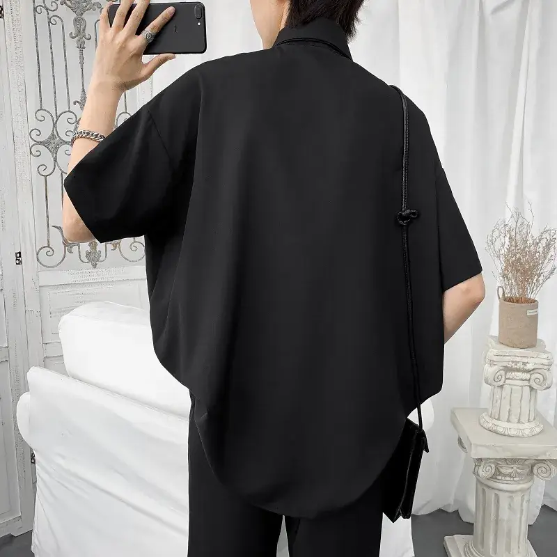 Men Ice Silk Polo Shirt White Half Sleeve Summer Loose - Image 7