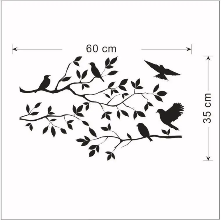Removable Wall Stickers Bird Branch Decor 60x44cm - Image 6