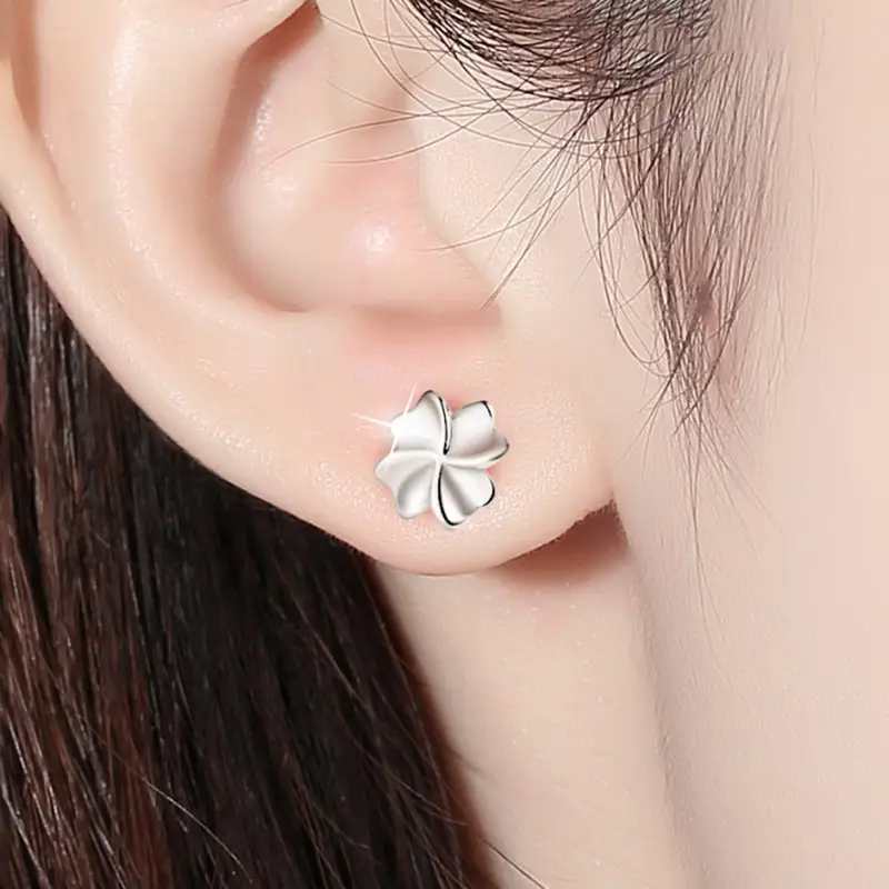 Four-Leaf Clover Sterling Silver Earrings for Women - Image 2