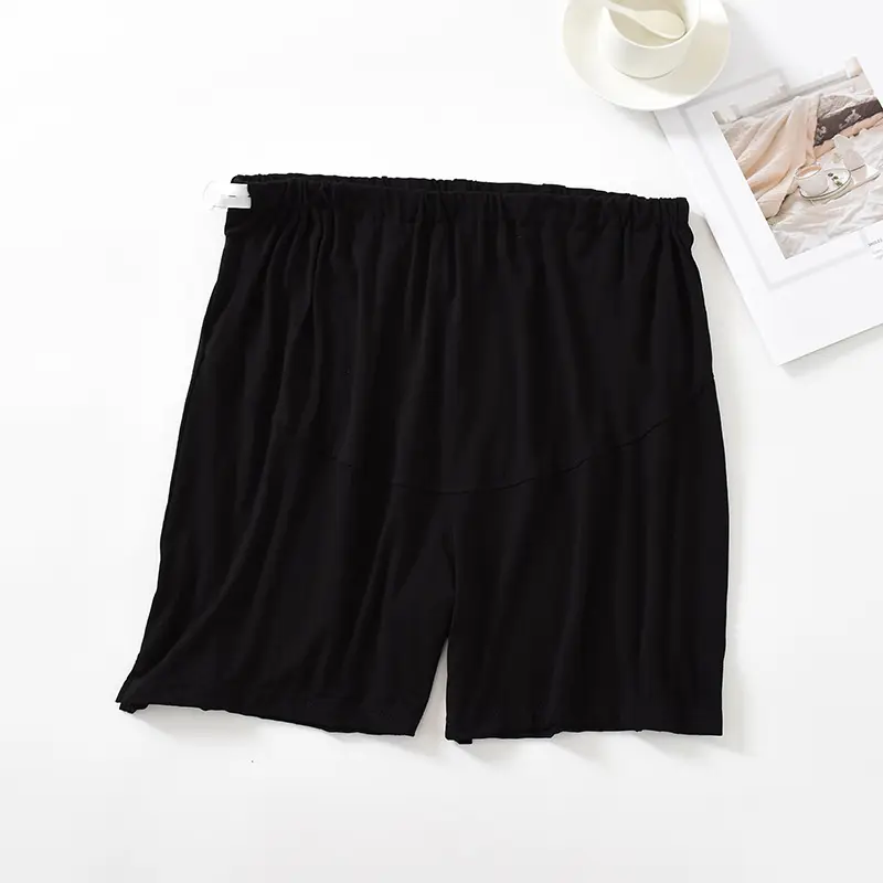 Black Thin High Waist Maternity Shorts Large