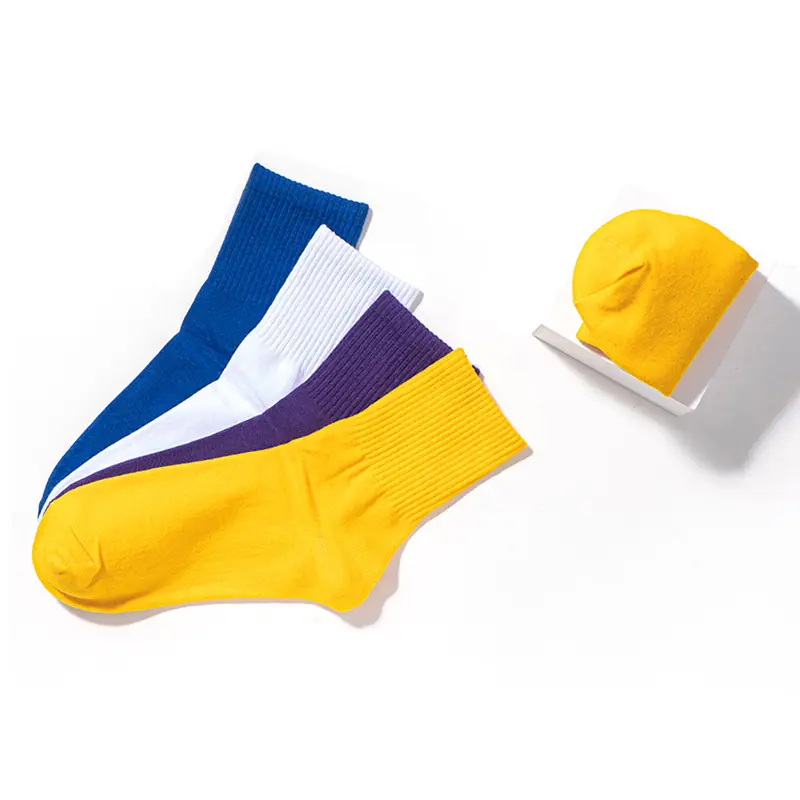 Solid color pile socks color Japanese short tube socks women's versatile candy color cotton socks men's wholesale neutral