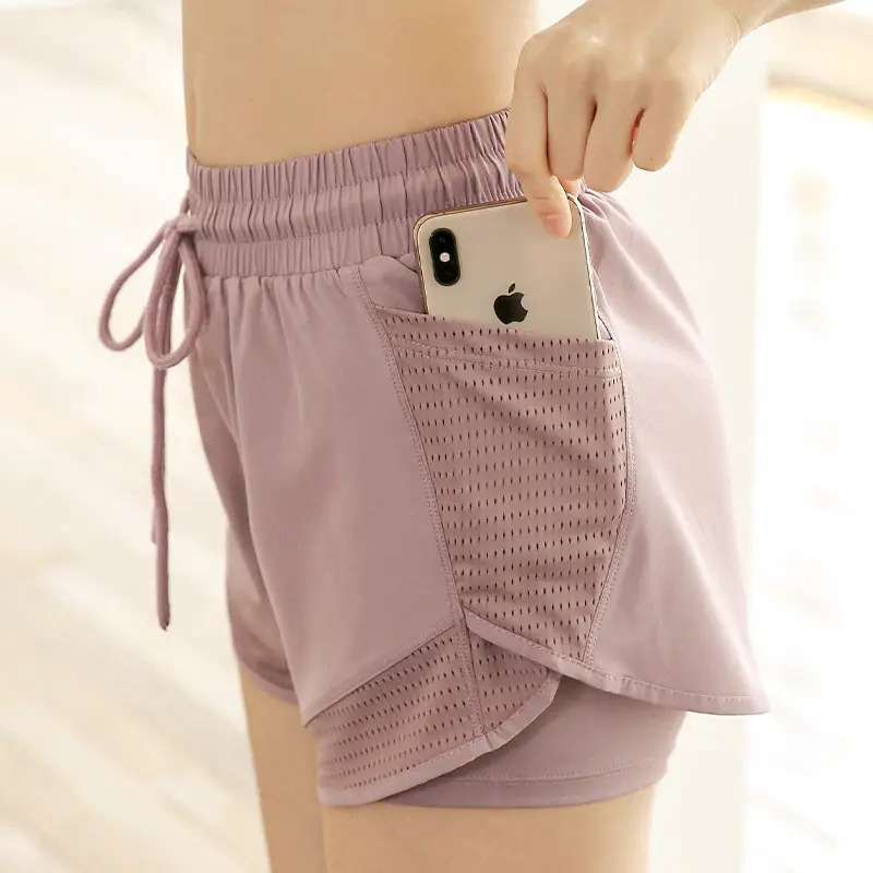 Women's Black Mesh Sports Shorts with Orange Trim - Image 4