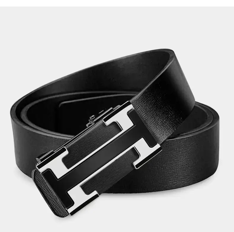 Men's Genuine Leather Automatic Buckle Belt Black β feature 14