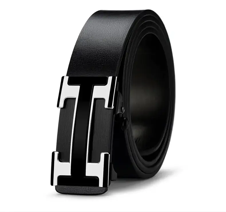 Men's Genuine Leather Automatic Buckle Belt Black β feature 15