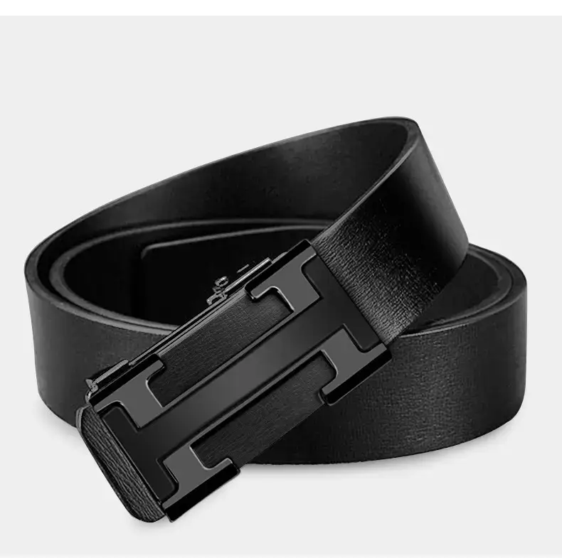 Men's Genuine Leather Automatic Buckle Belt Black β feature 17