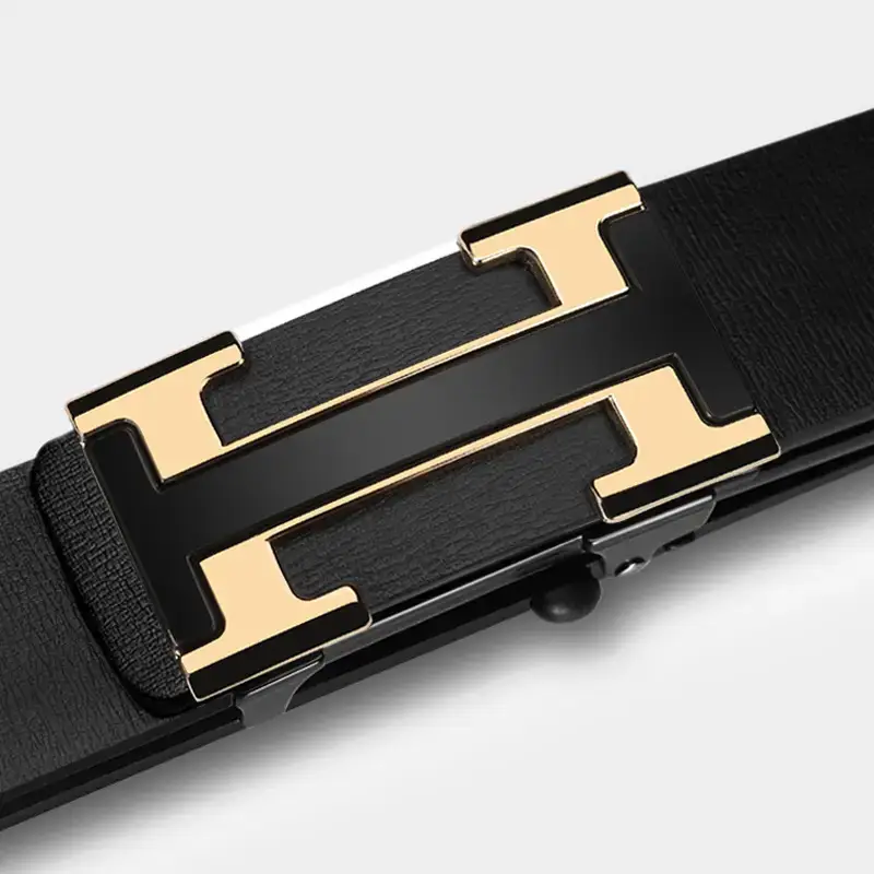 Men's Genuine Leather Automatic Buckle Belt Black