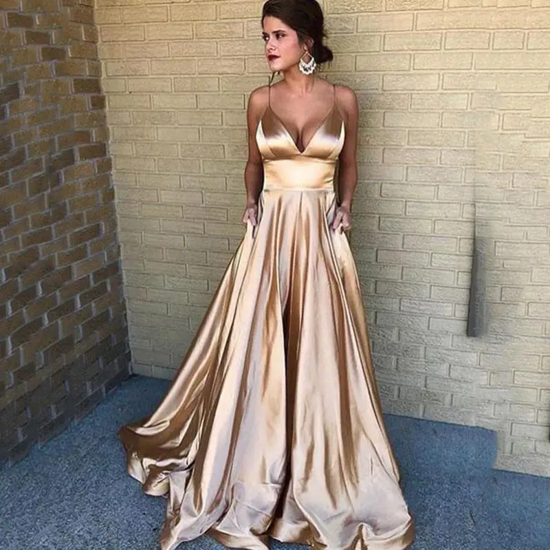 2025 Summer V Neck Pure Color Evening Dress - Image 7