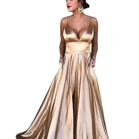 2025 Summer V Neck Pure Color Evening Dress — feature 13